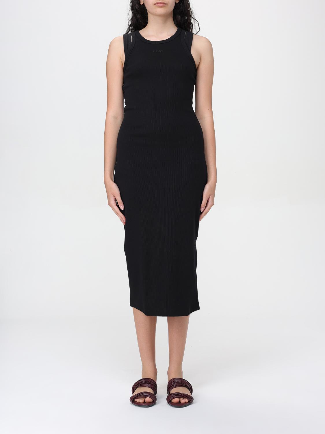 Shop Hugo Boss Dress Boss Woman Color Black In 黑色