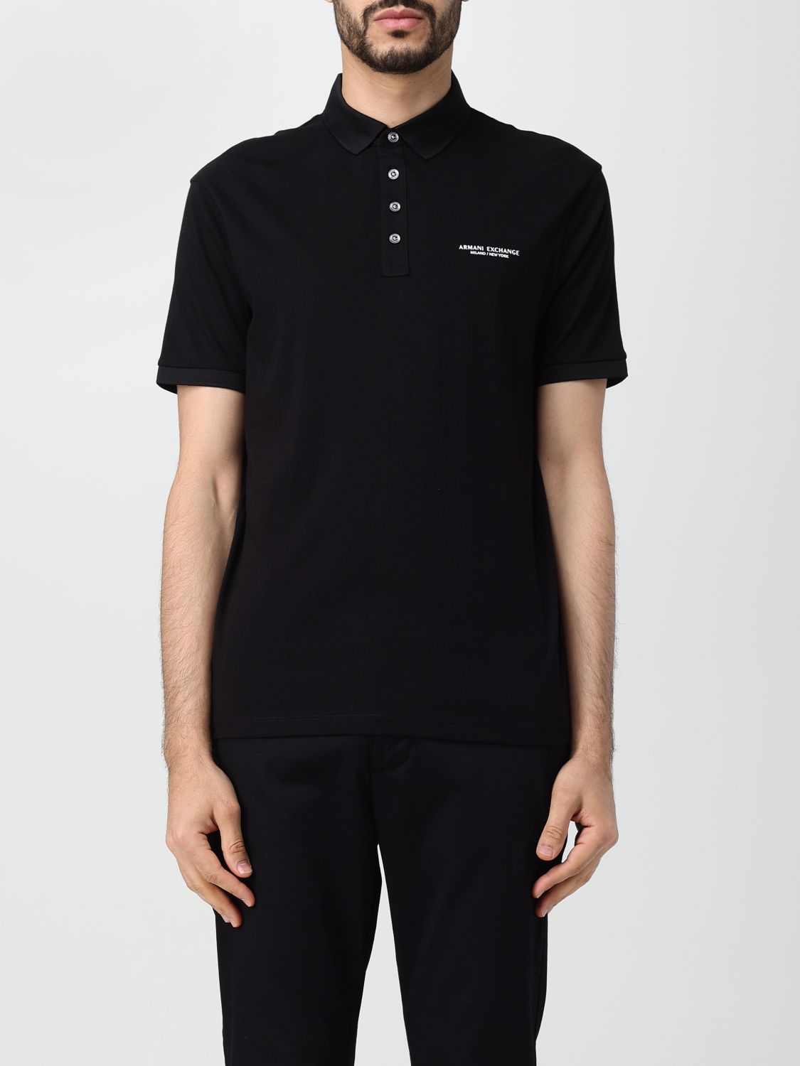 Armani Exchange Logo Polo T Shirt Black