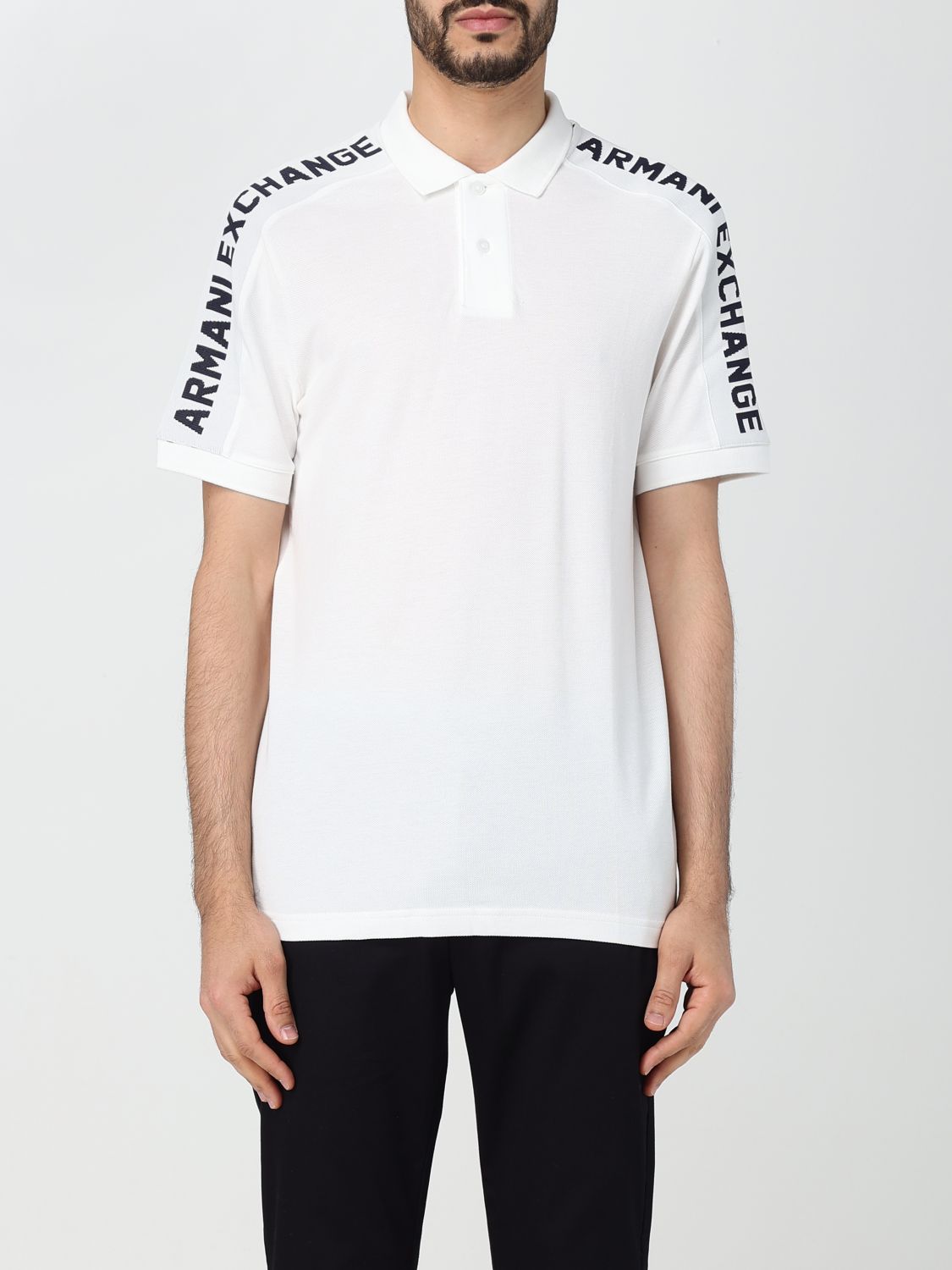 Armani Exchange Taped Logo Polo T Shirt White
