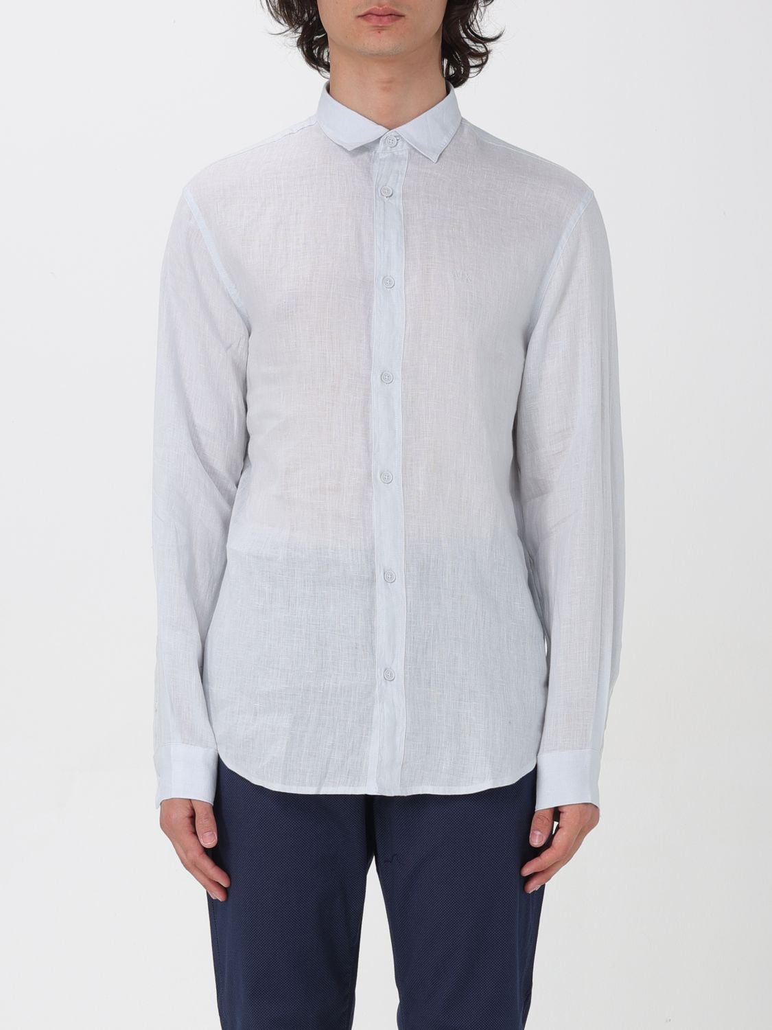 Shop Armani Exchange Shirt  Men Color Sky Blue