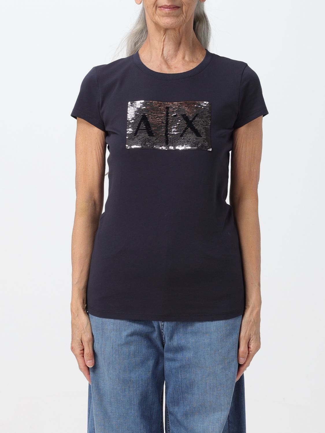 Shop Armani Exchange T-shirt  Woman Color Blue