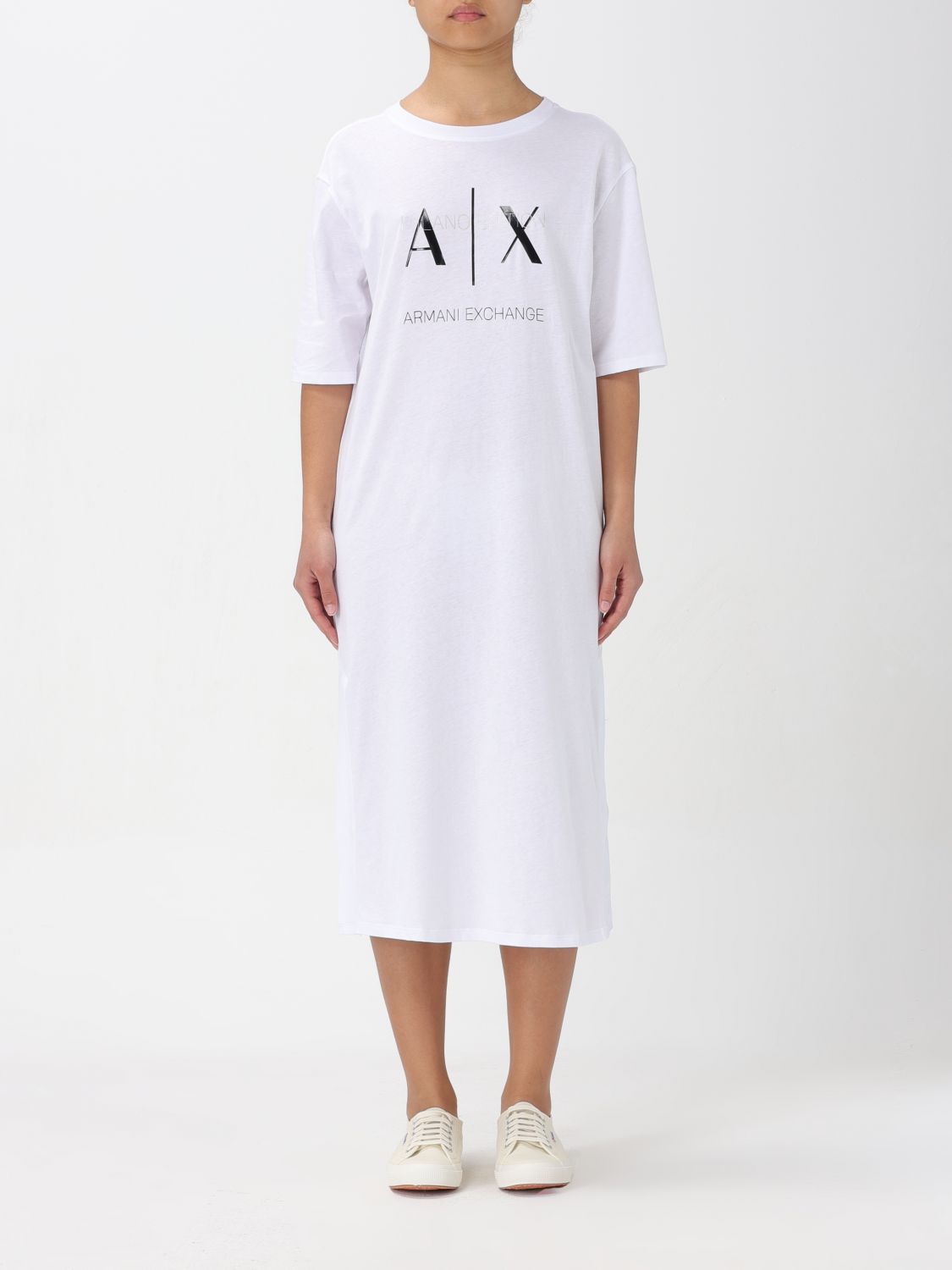 Shop Armani Exchange Dress  Woman Color White