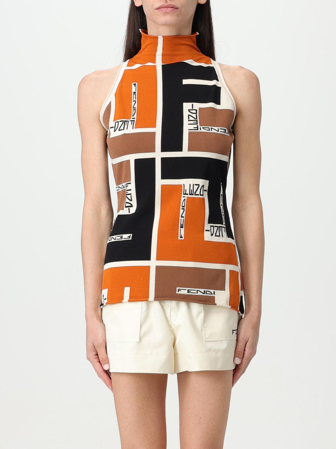 Fendi Women Printed Turtle-neck Top In Black