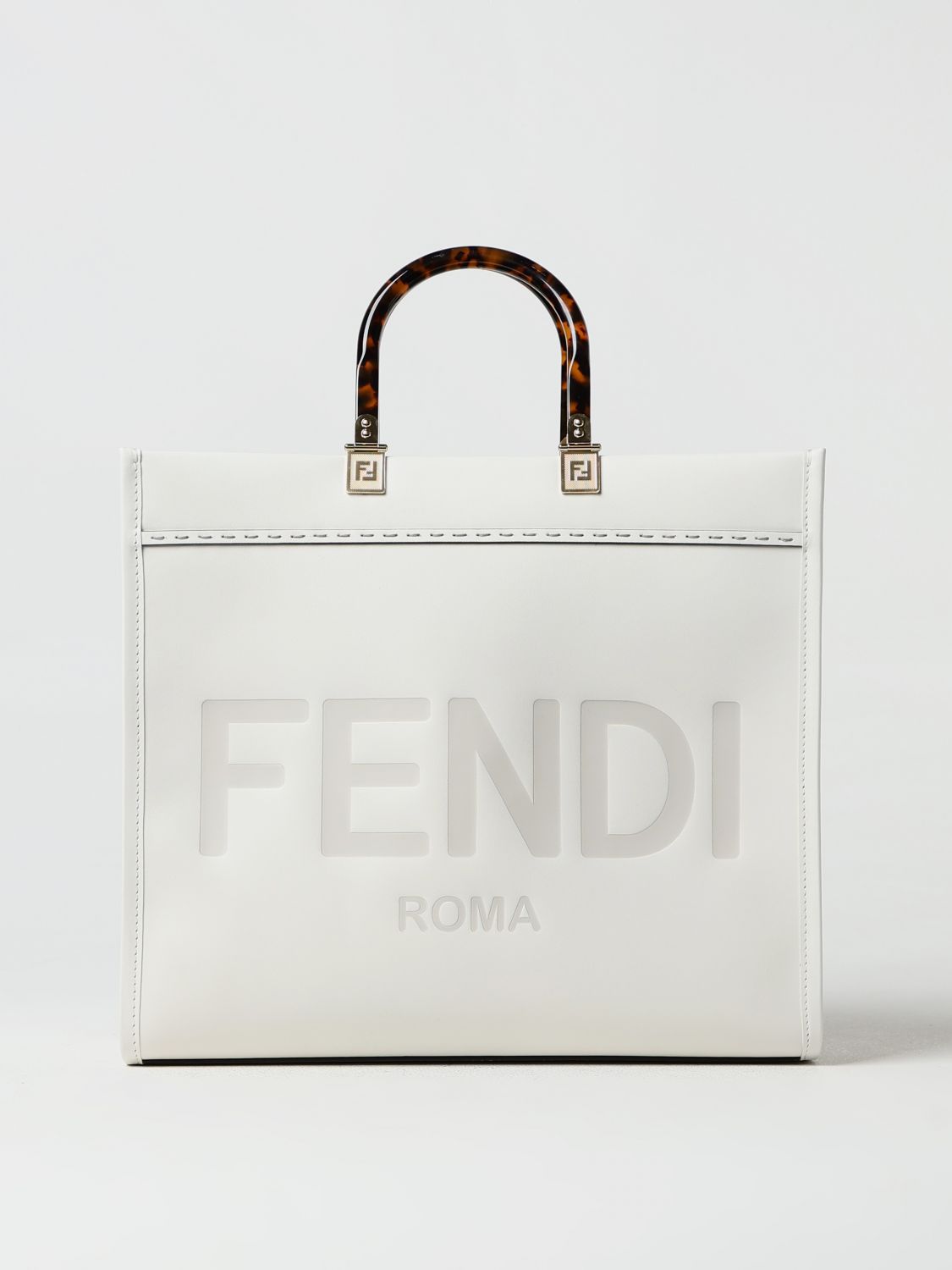 Shop Fendi Sunshine Bag In Leather In White