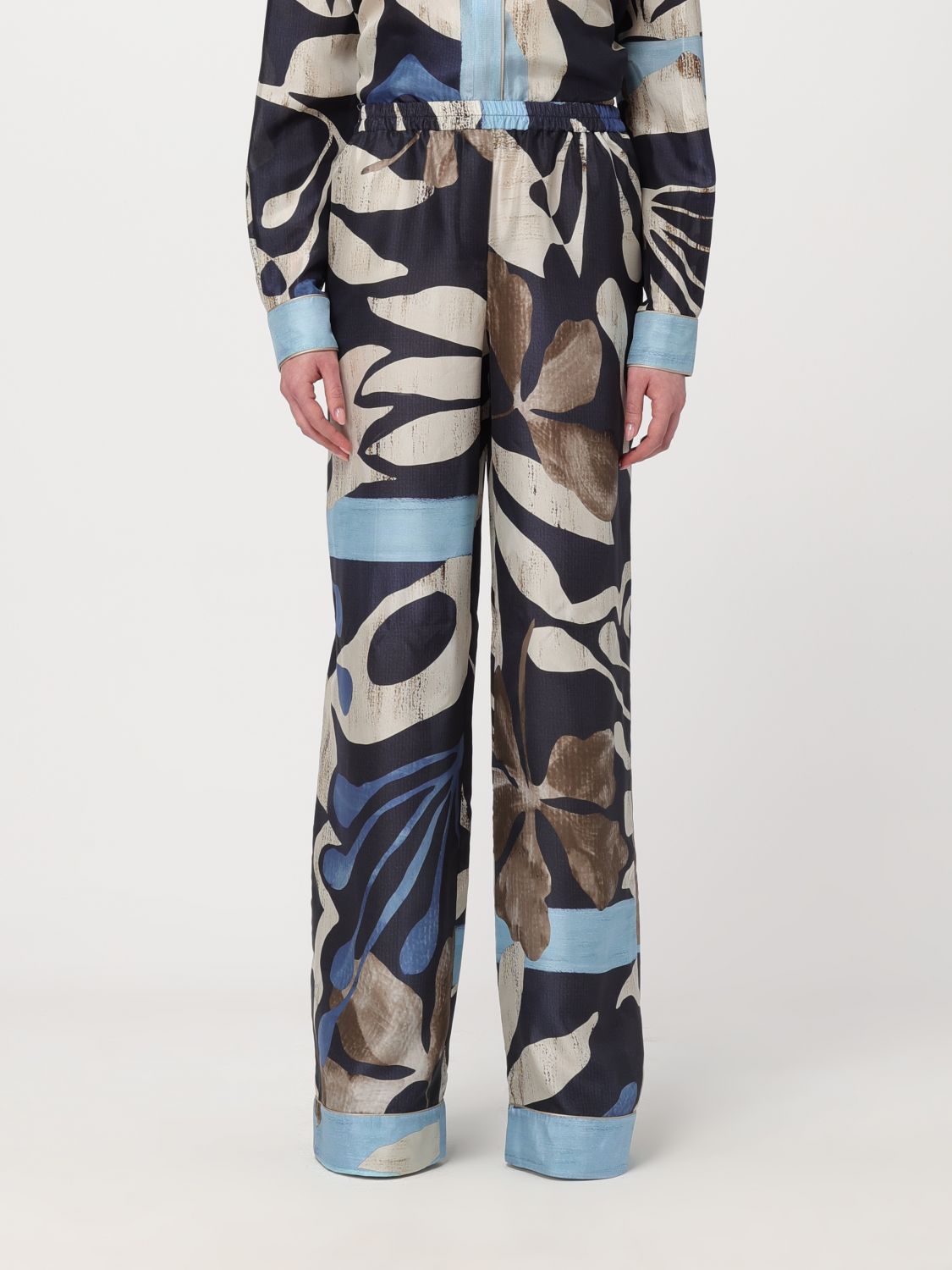 Shop Alberta Ferretti Pants  Woman Color Gnawed Blue