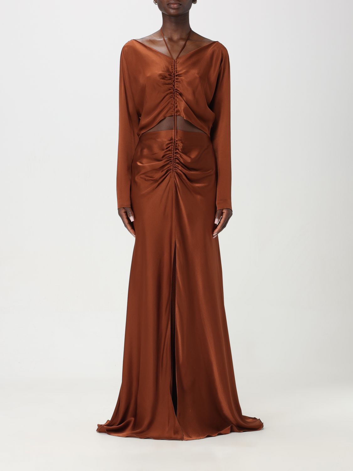 Shop Alberta Ferretti Dress  Woman Color Brown
