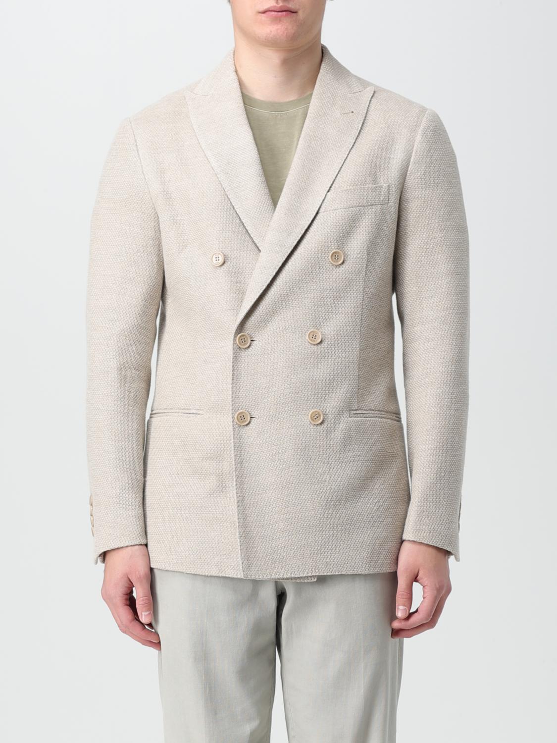 Fay Double-breasted Blazer In Natural