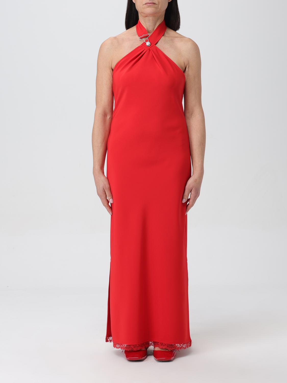 Moschino Neck Strap Long Dress In Rot