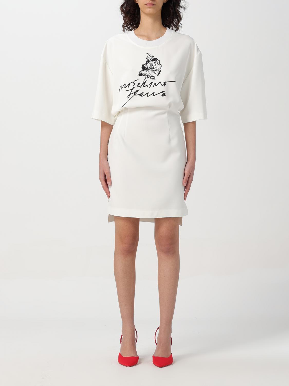 Moschino Dress Jeans Woman Color White In White