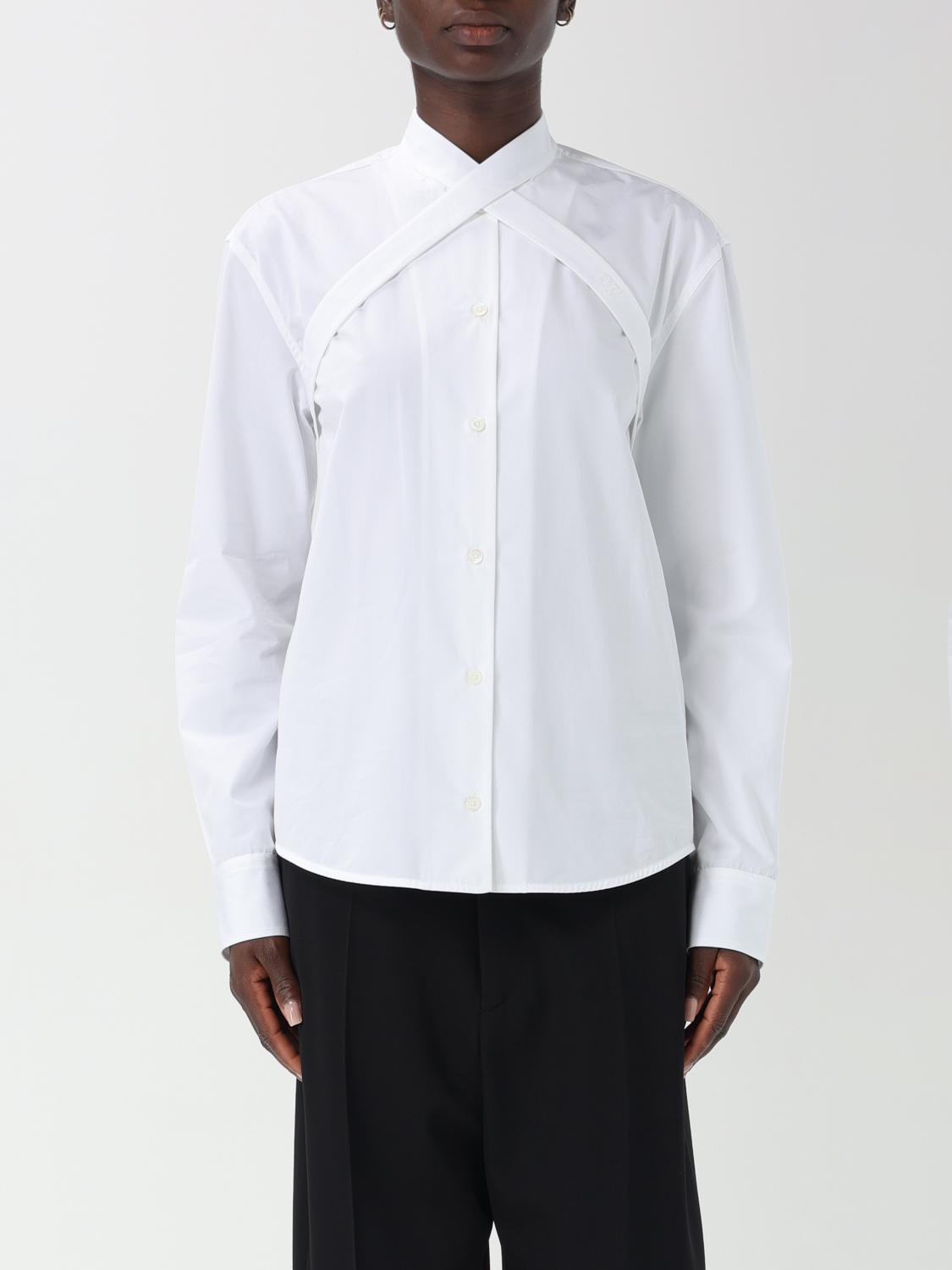 Off-white Poplin Cross-belt Button-front Shirt In 白色