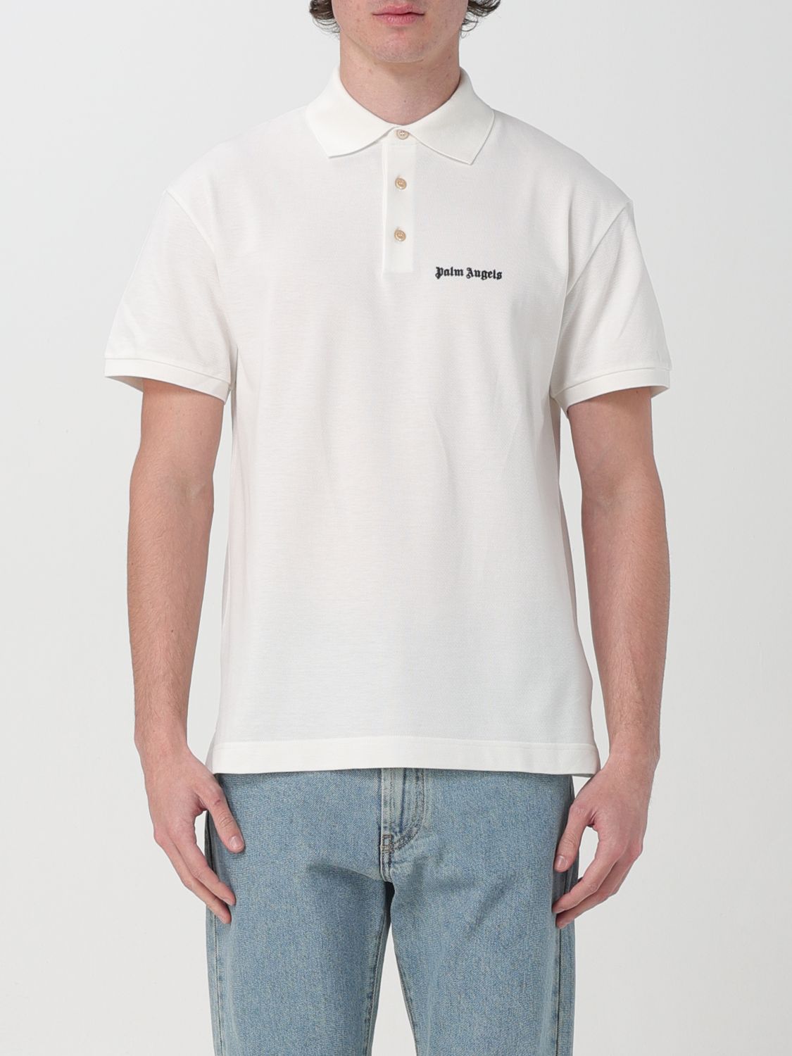 Shop Palm Angels Polo Shirt  Men Color White