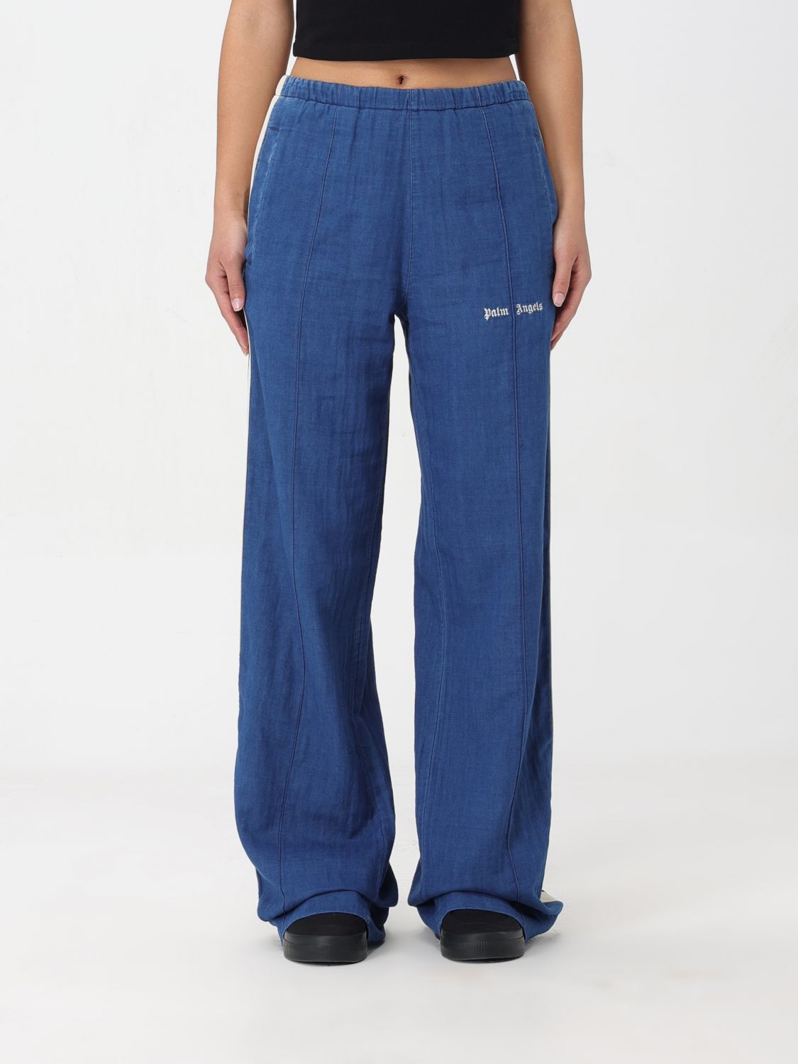 Shop Palm Angels Pants  Woman Color Blue