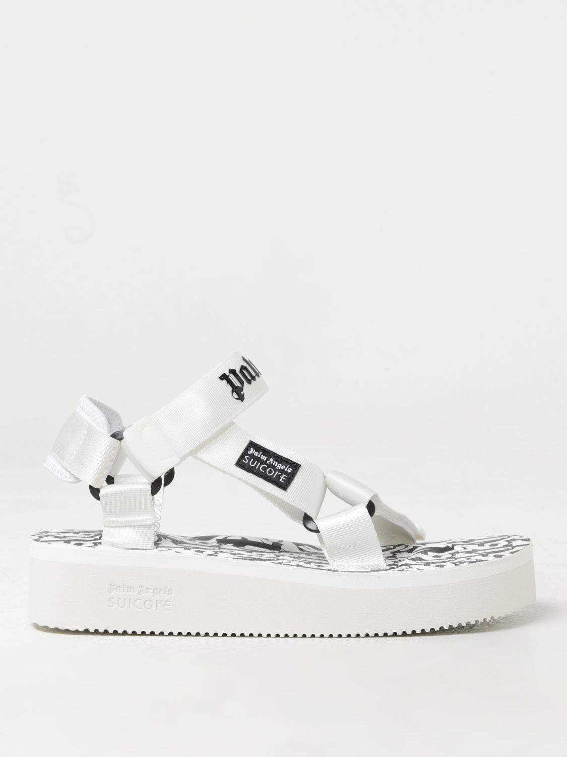 Shop Palm Angels Flat Sandals  Woman Color White