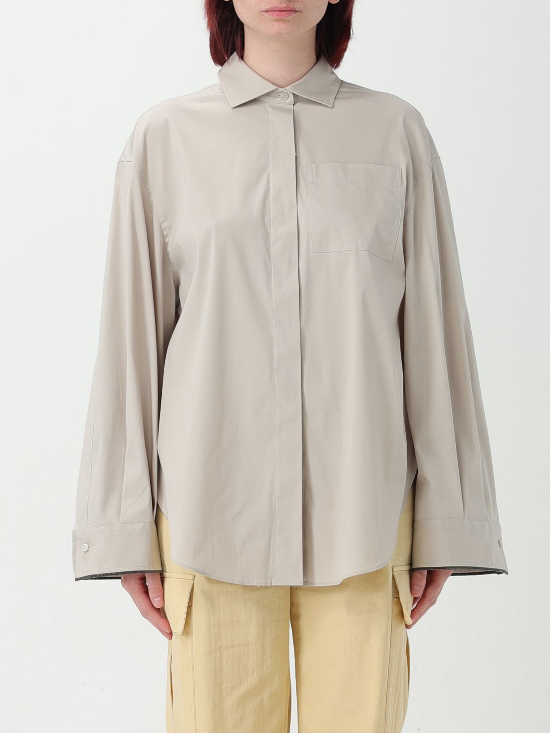 Brunello Cucinelli Shirt  Woman Color Sage In 灰绿色