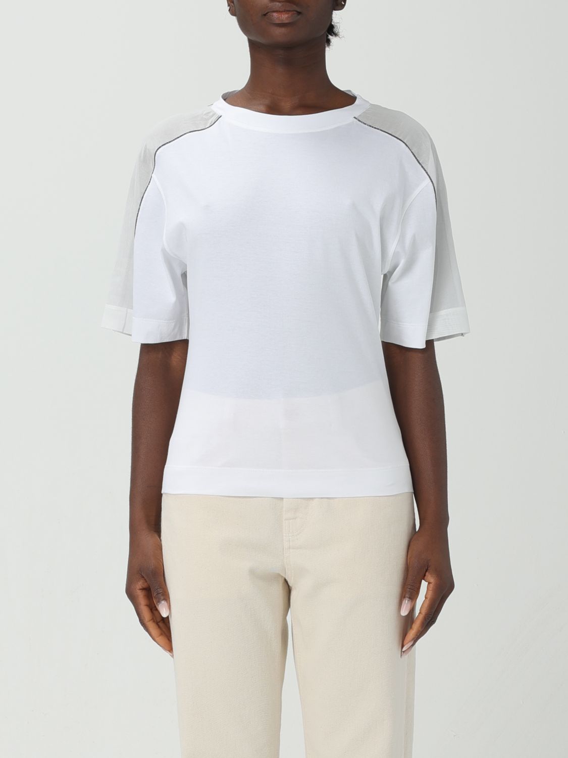 Shop Brunello Cucinelli T-shirt  Woman Color White