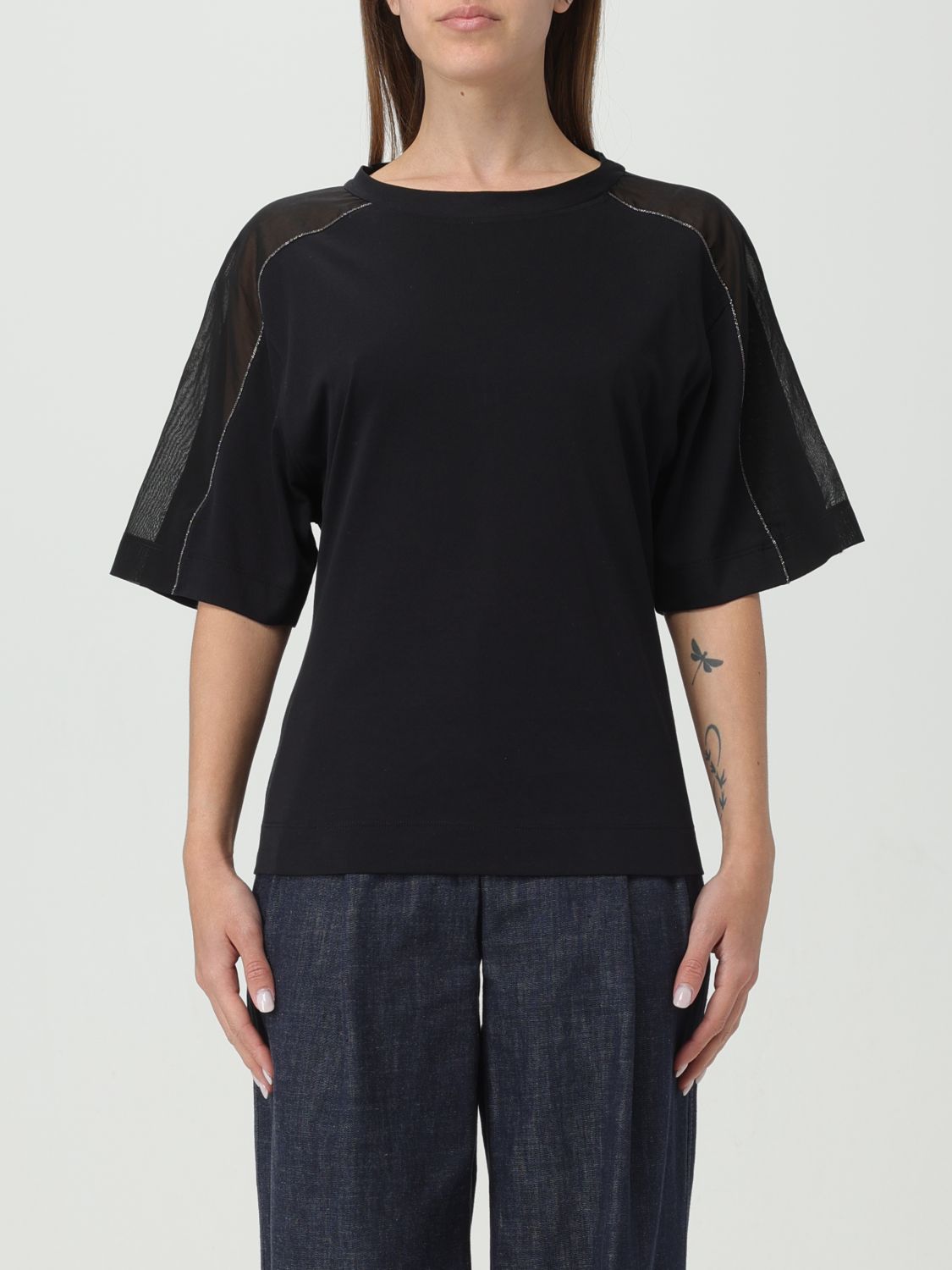Shop Brunello Cucinelli T-shirt  Woman Color Black