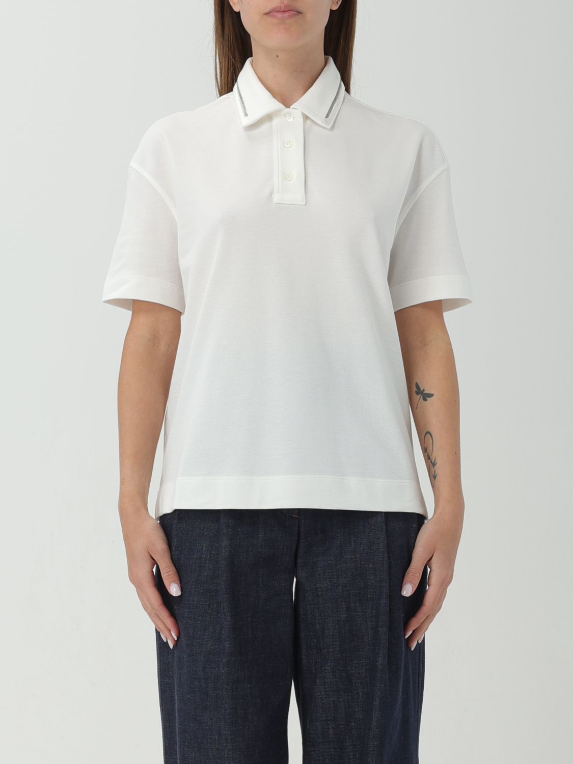 Shop Brunello Cucinelli Polo Shirt  Woman Color White