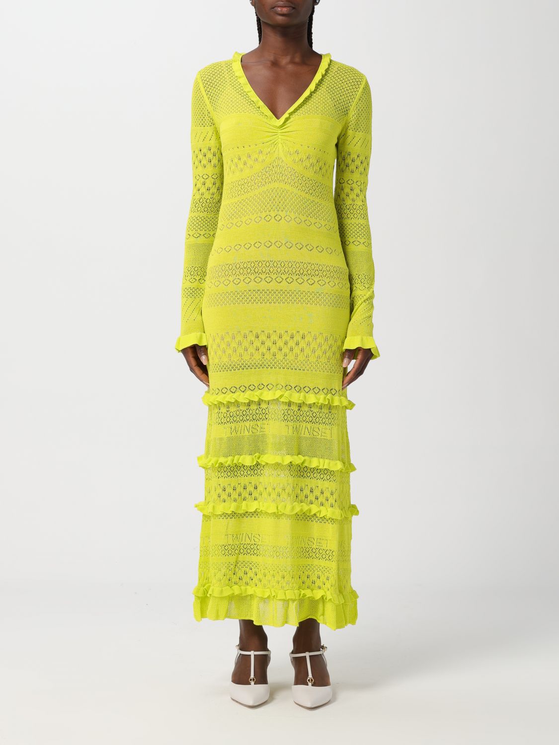 Shop Twinset Dress  Woman Color Lemon