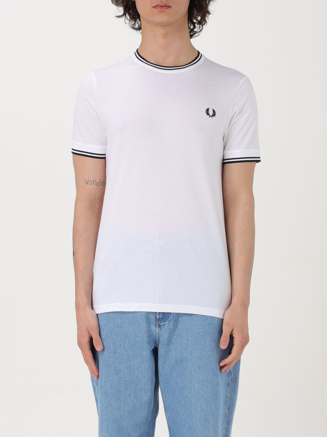 Fred Perry T恤  男士 颜色 白色 In White