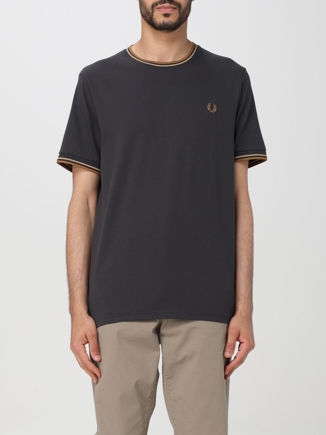 Fred Perry Twin Tipped T Shirt Grey In Grey