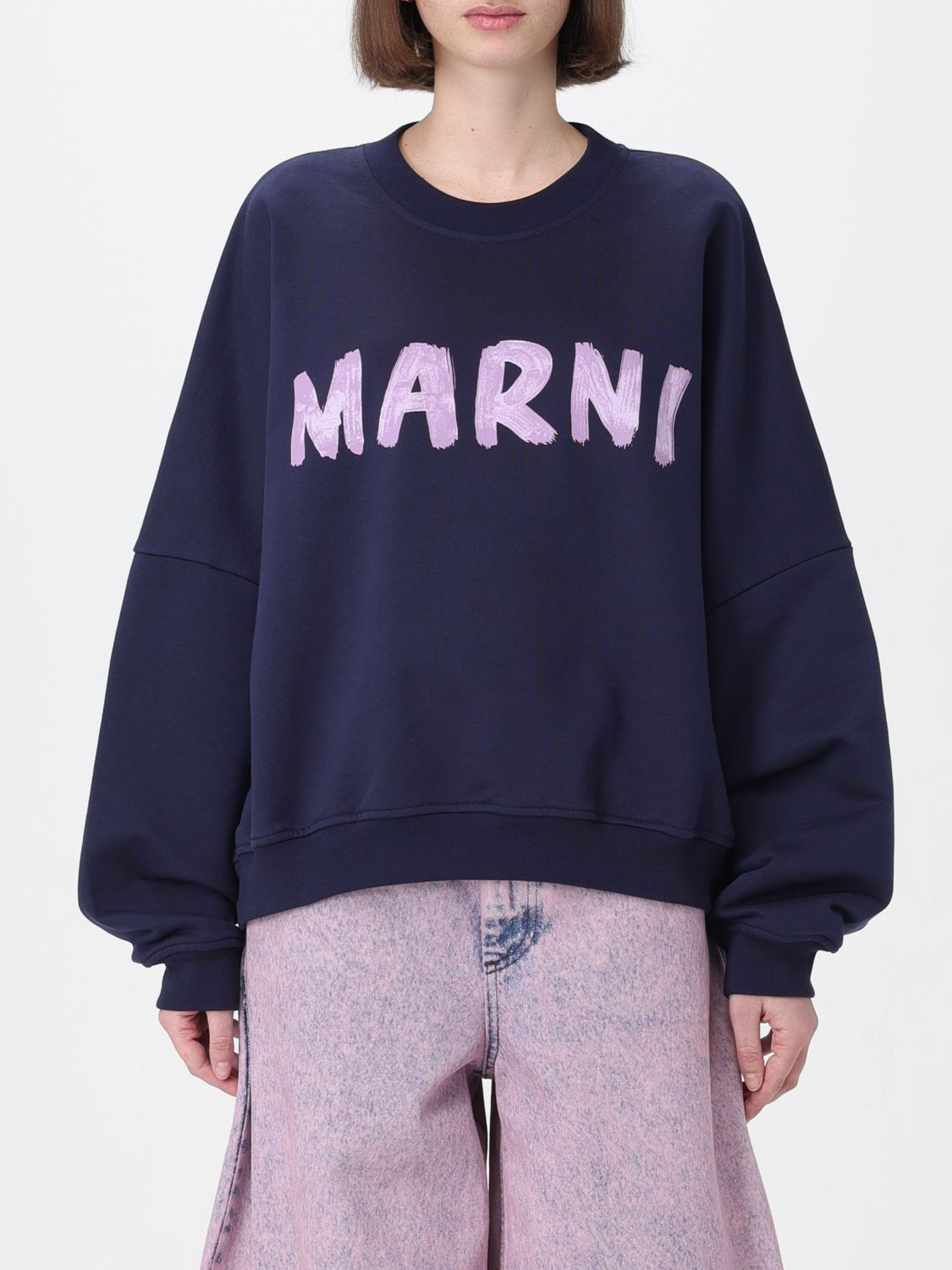 Shop Marni Sweatshirt  Woman Color Blue