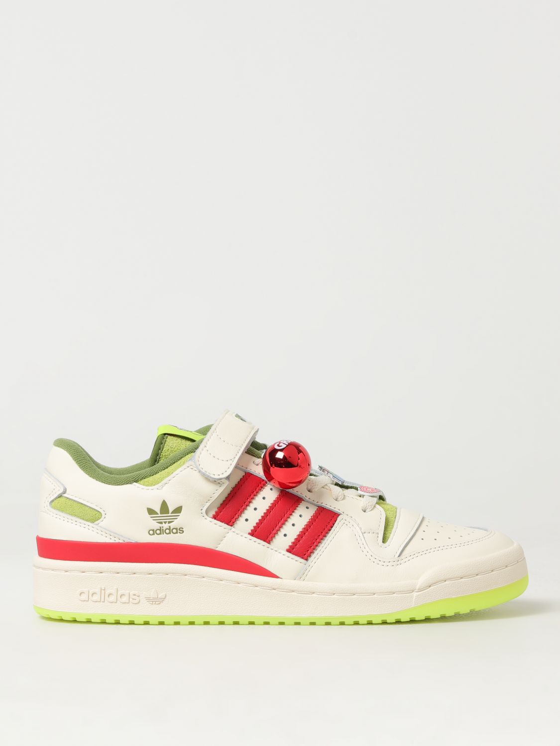 Shop Adidas Originals Forum Low The Grinch Sneakers In Leather And Shearling In White