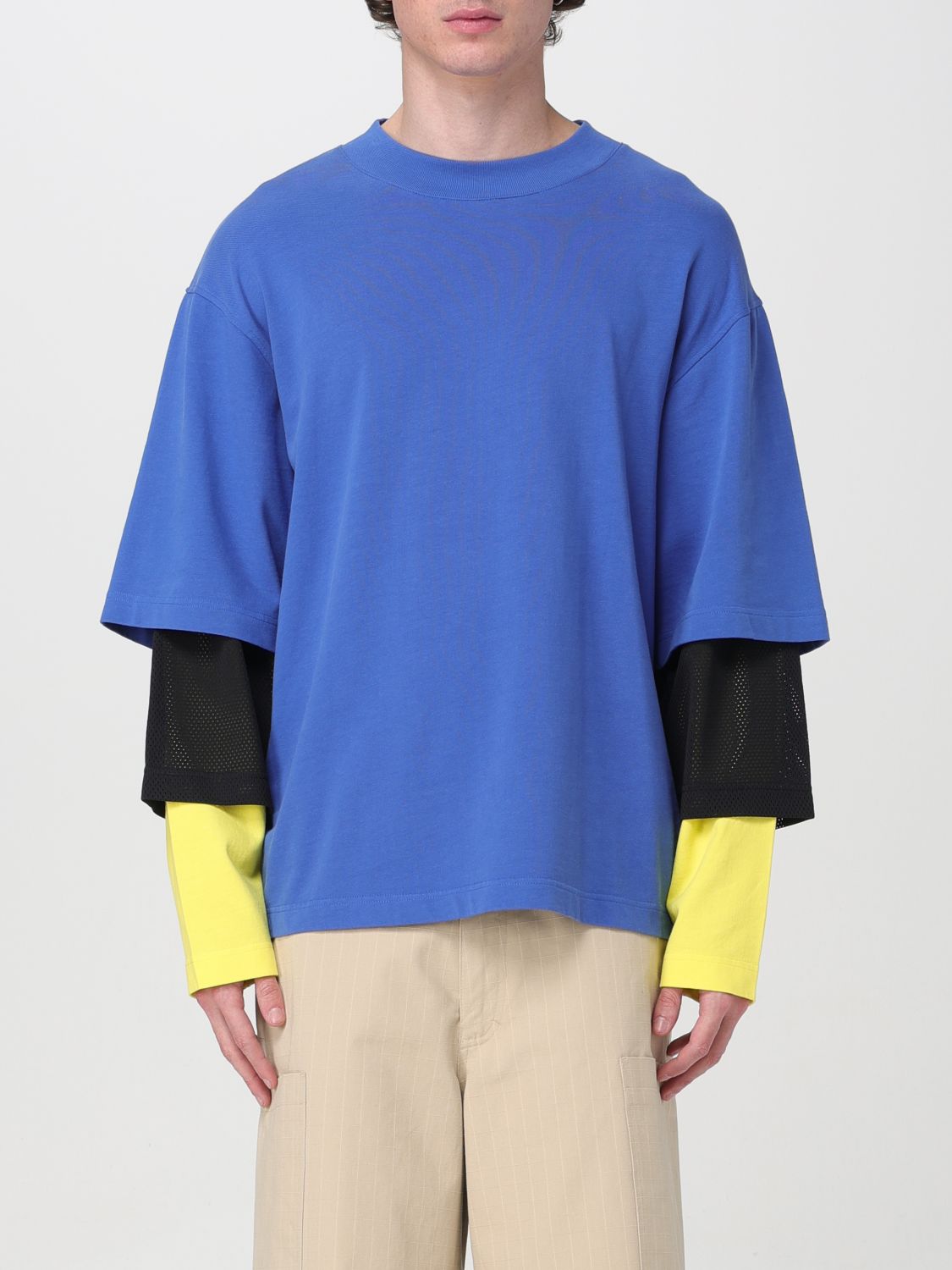 Khrisjoy Layered-design Cotton T-shirt In Blue
