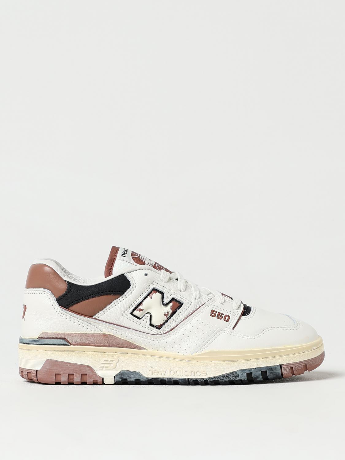 New Balance '550' White And Brown Low Top Sneakers With Logo And Contrasting Details