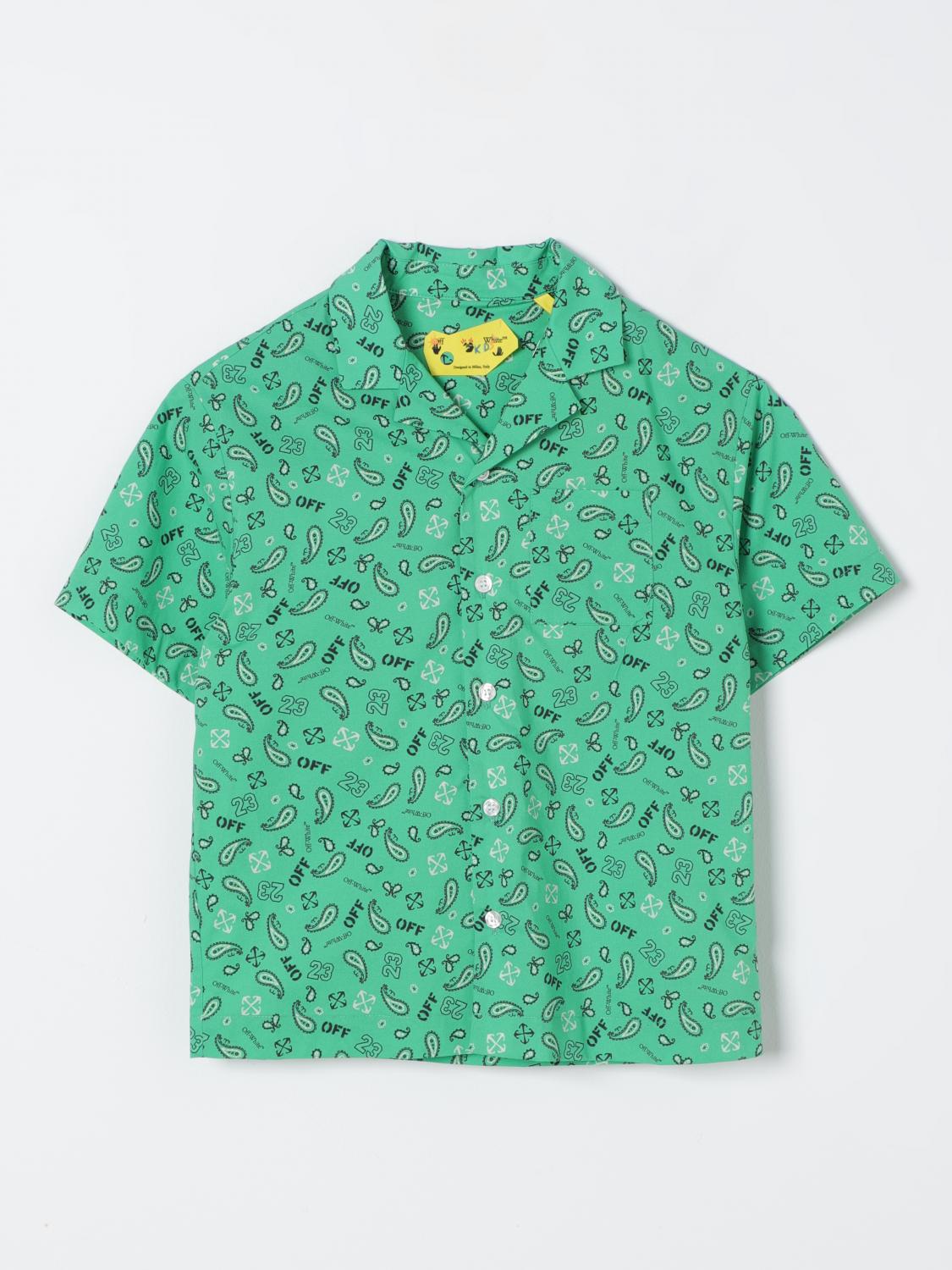 Shop Off-white Shirt  Kids Kids Color Green