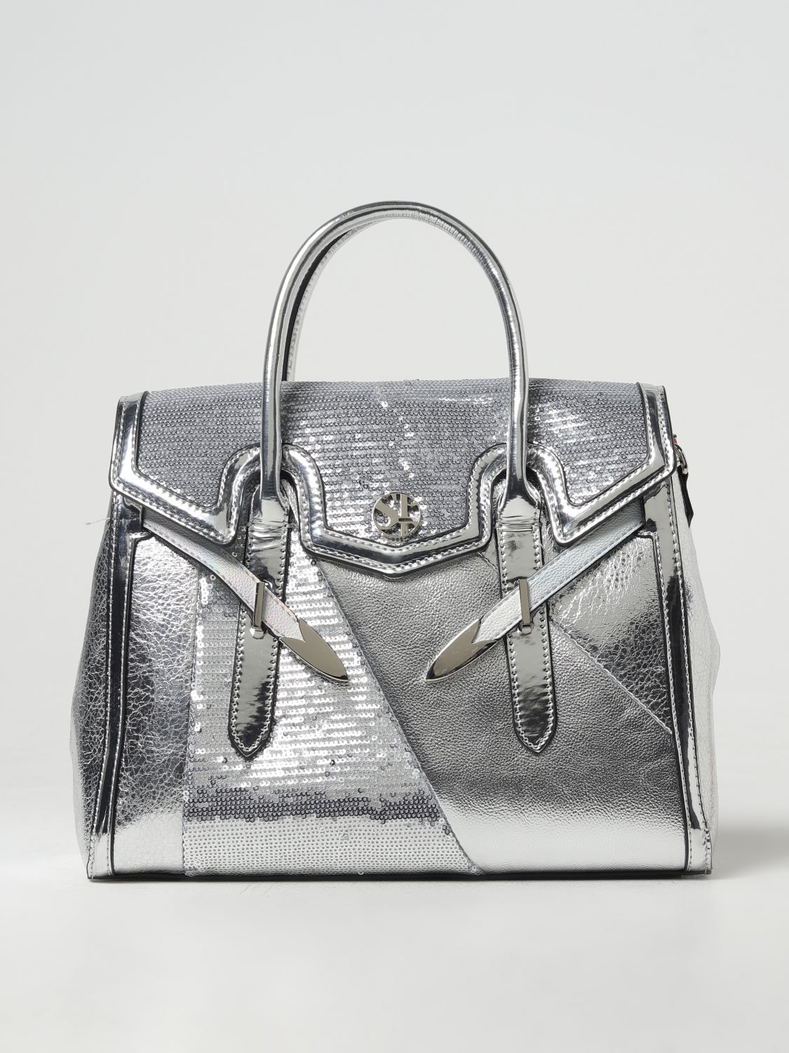 Shop Secret Pon-pon Handbag  Woman Color Silver