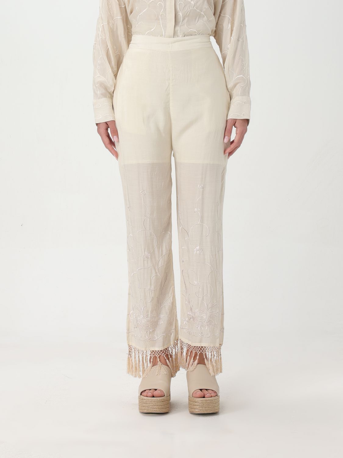 Shop Semicouture Pants  Woman Color Cream