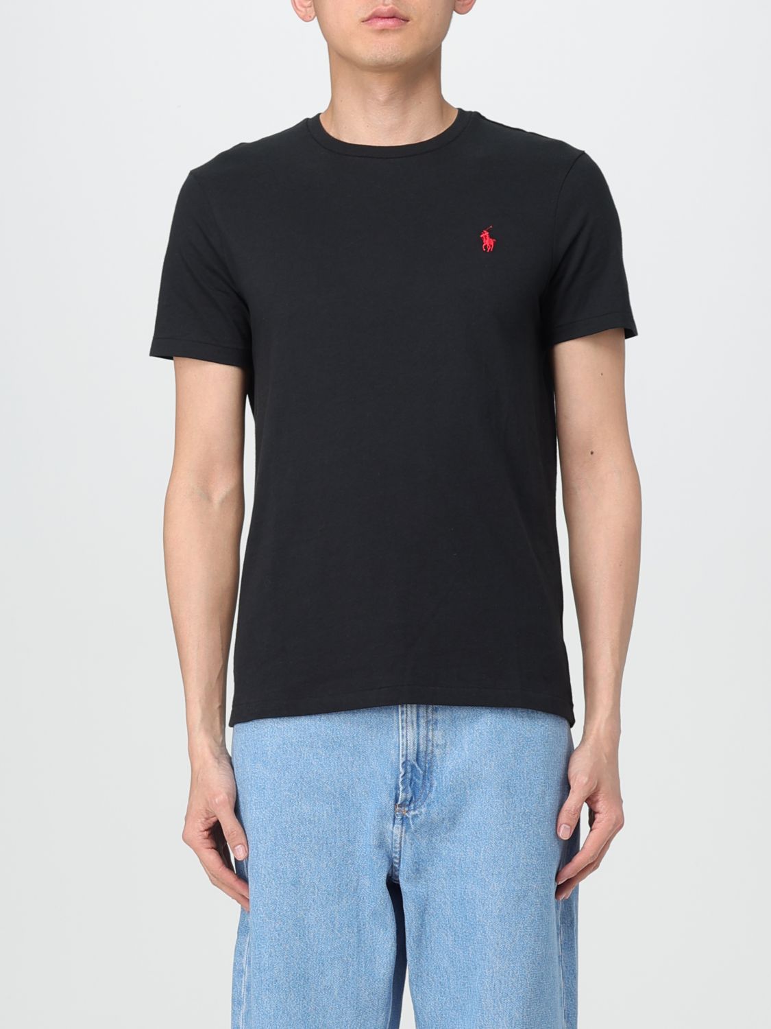 Polo Ralph Lauren Black Cotton T-shirt Classic-fit In Black