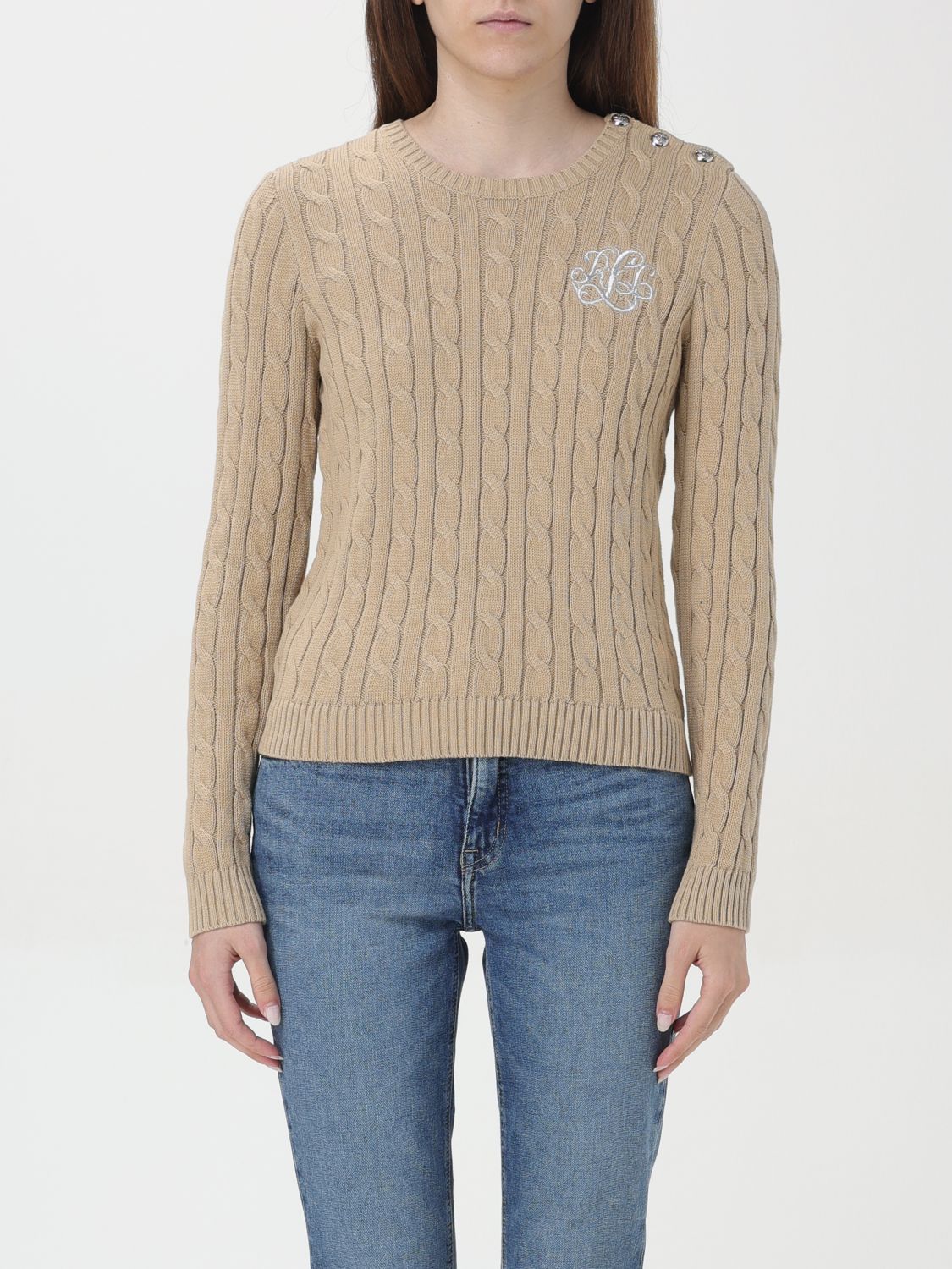 Lauren Ralph Lauren Woman Sweater Sand Size Xl Cotton In Beige