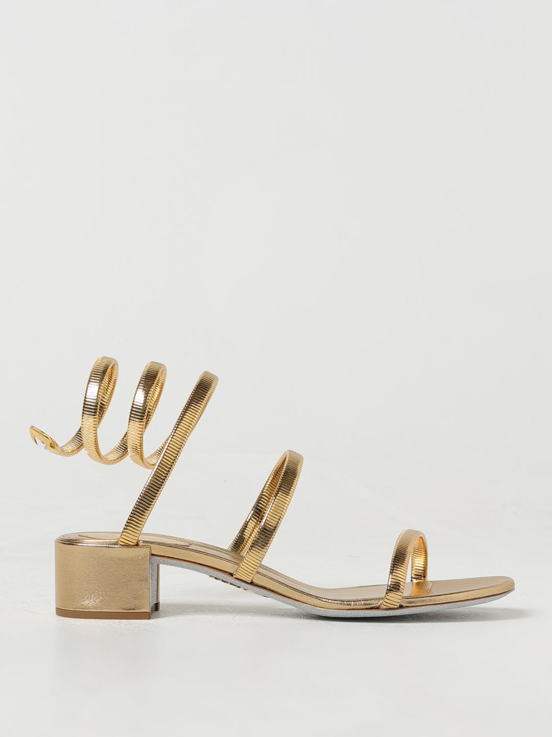 René Caovilla 40mm Snake-chain Spiral Sandals In Gold