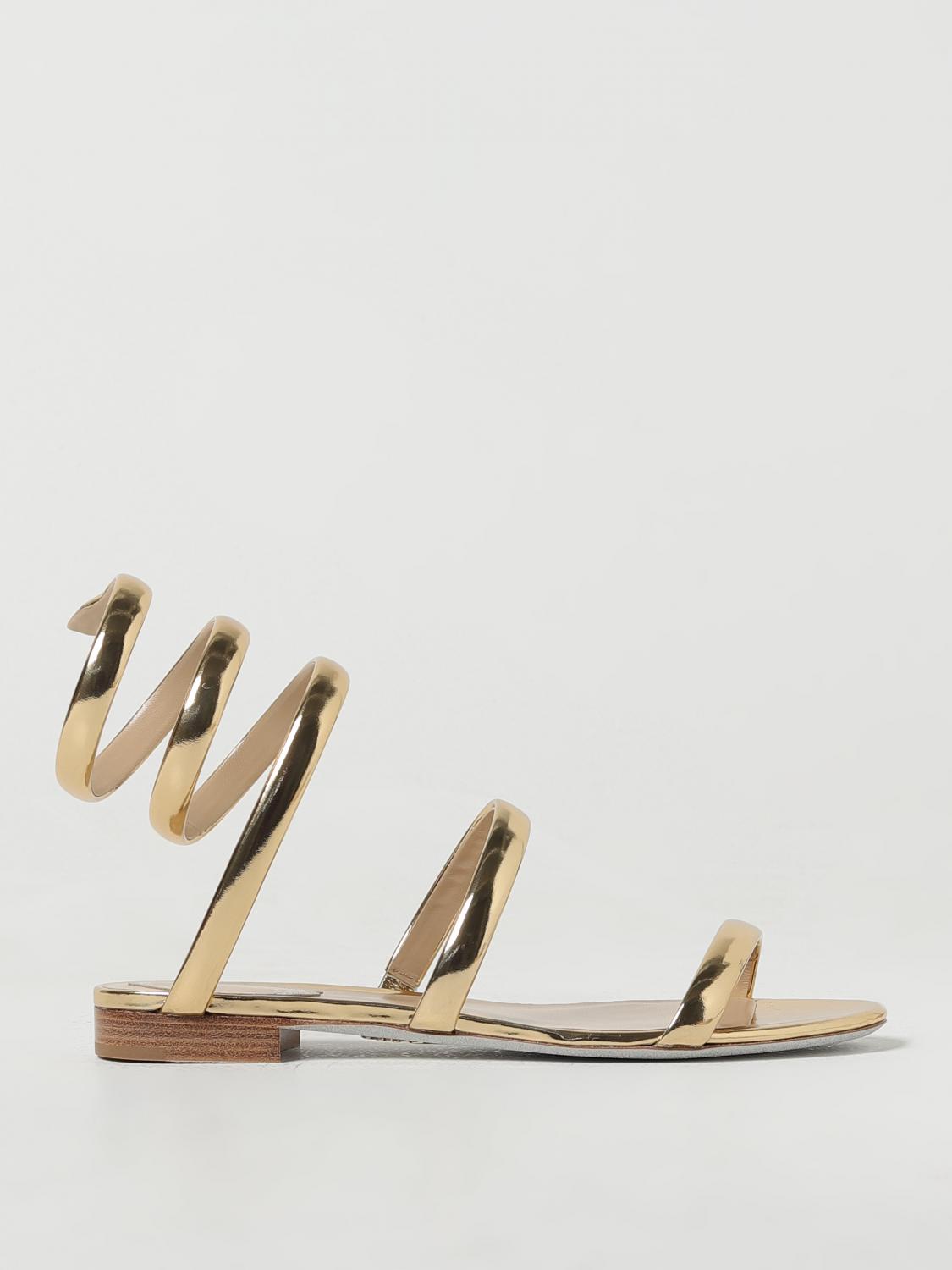 Shop René Caovilla Flat Sandals Rene Caovilla Woman Color Gold