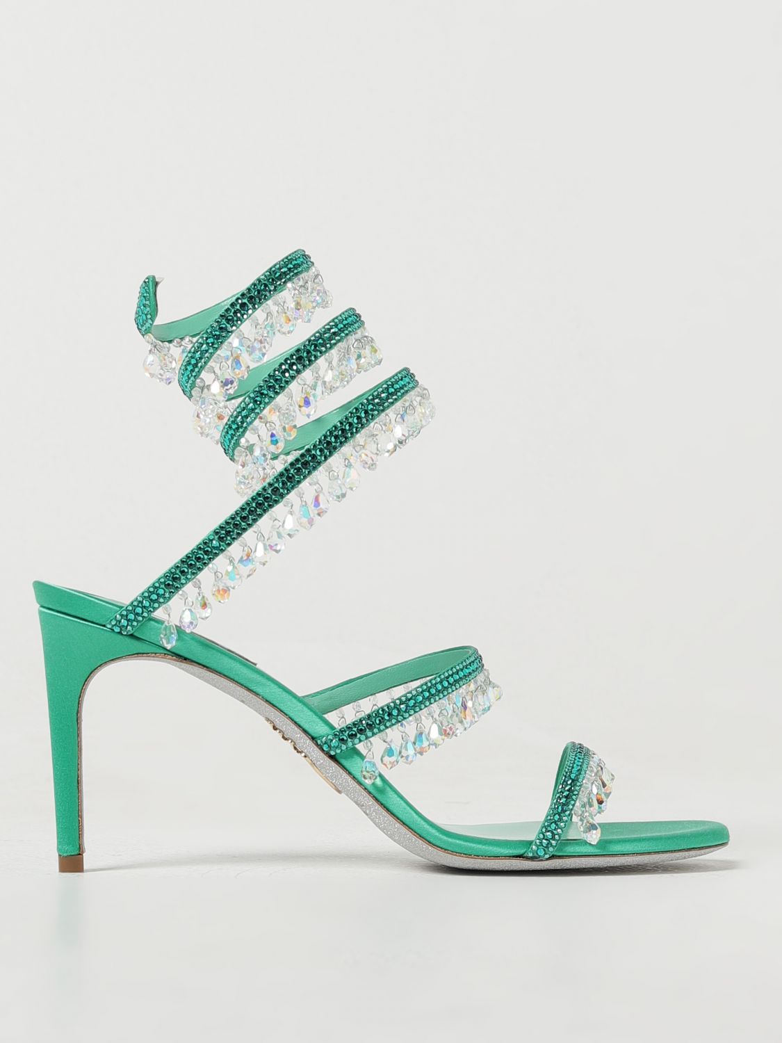 Shop René Caovilla Heeled Sandals Rene Caovilla Woman Color Green