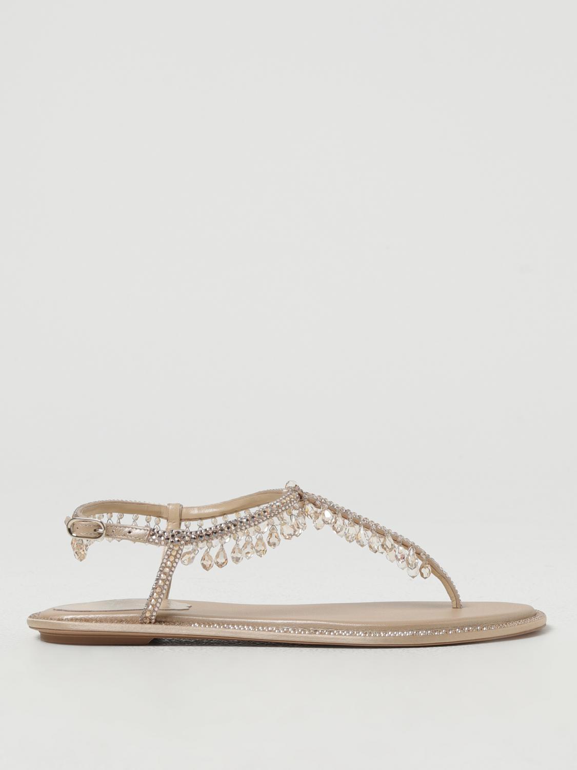 Shop René Caovilla Flat Sandals Rene Caovilla Woman Color Beige