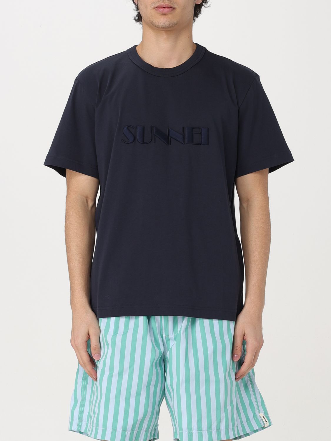 Shop Sunnei T-shirt  Men Color Blue