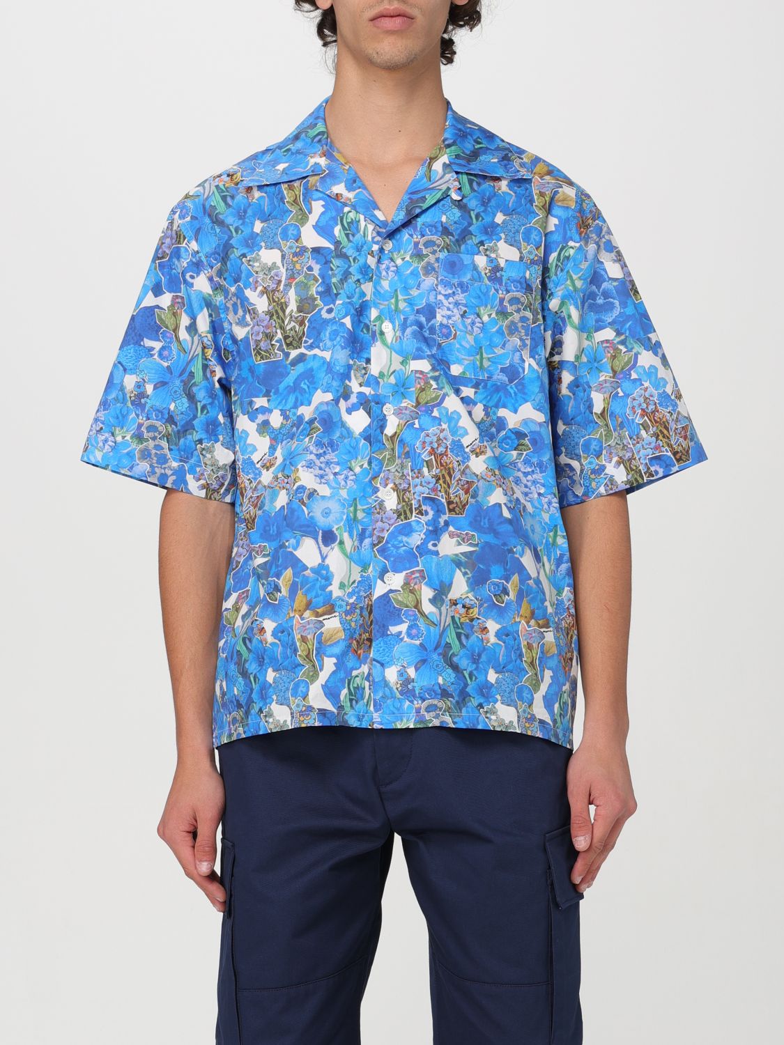 Shop Marni Shirt  Men Color Gnawed Blue