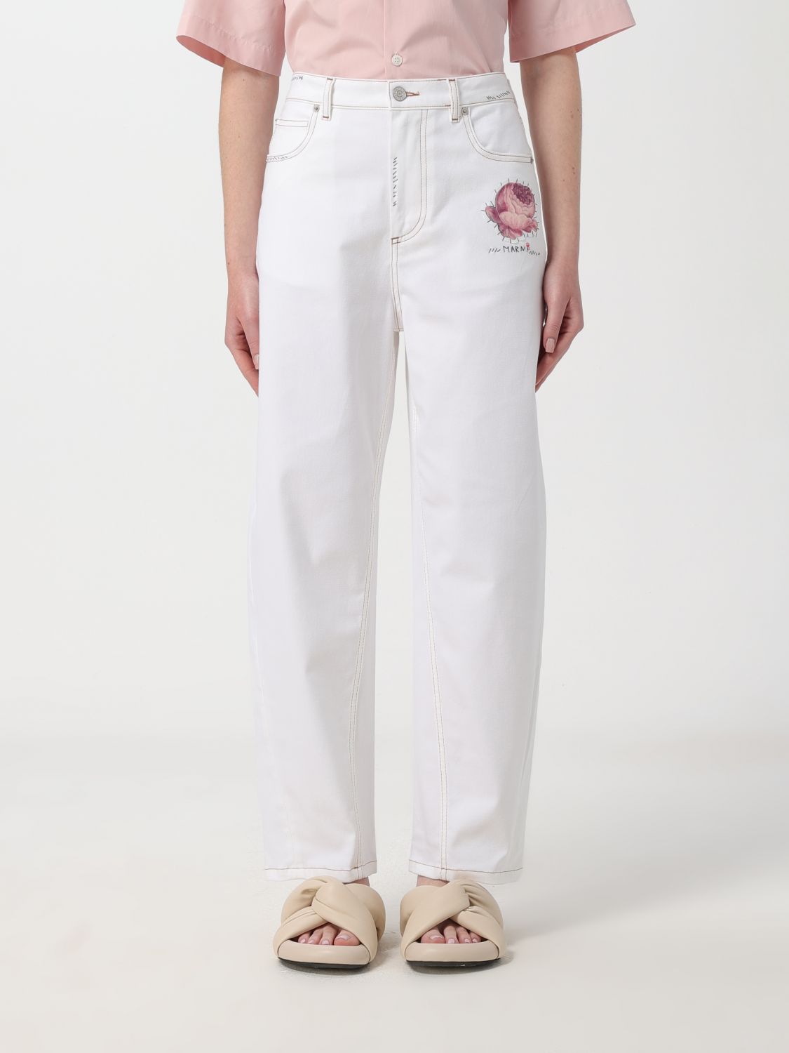 Shop Marni Pants  Woman Color White