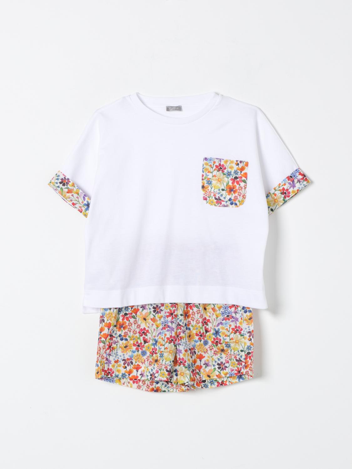Il Gufo Cotton Jersey T-shirt & Liberty Shorts In Multicolor
