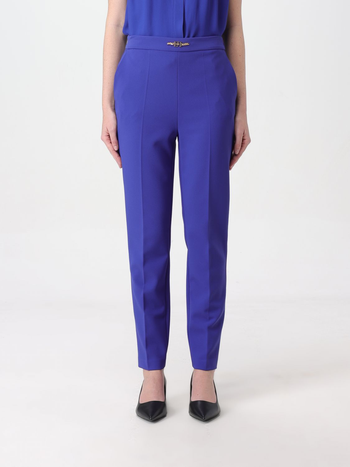 Shop Elisabetta Franchi Pants  Woman Color Blue