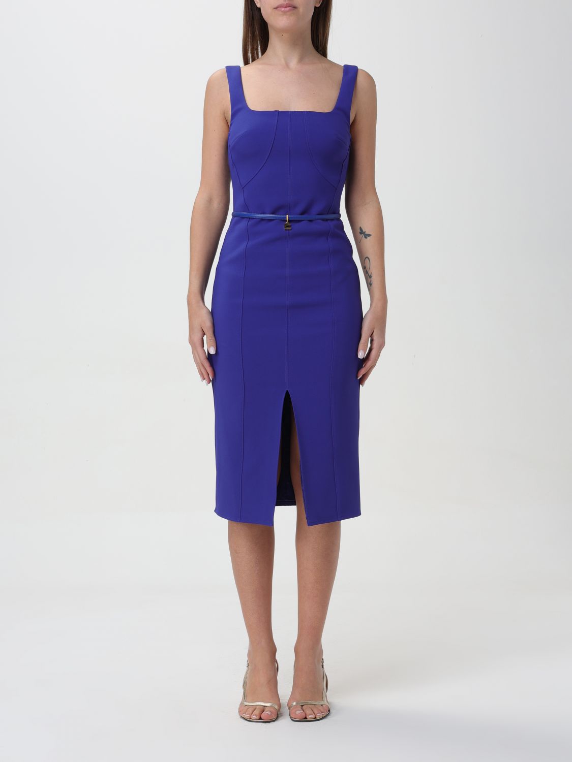 Shop Elisabetta Franchi Dress  Woman Color Indigo