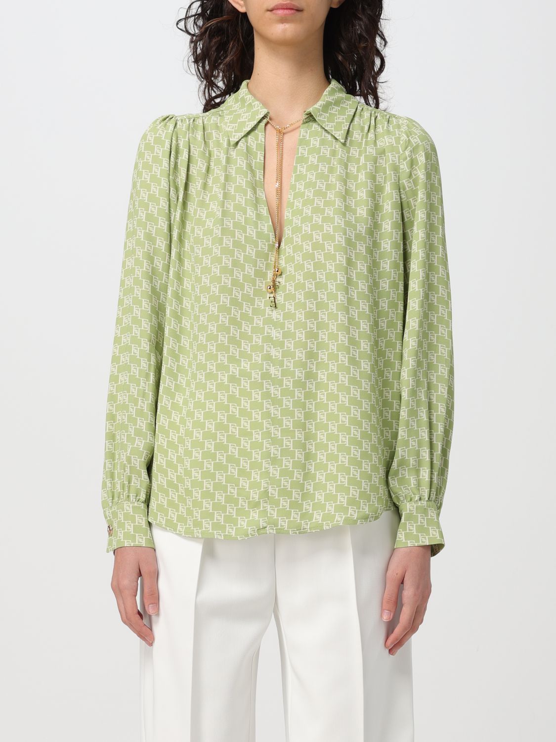 Shop Elisabetta Franchi Shirt  Woman Color Pistachio