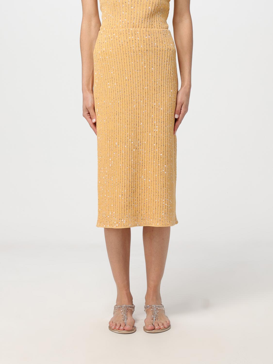 Fabiana Filippi Sequin-embellished Knitted Skirt In Tangerine