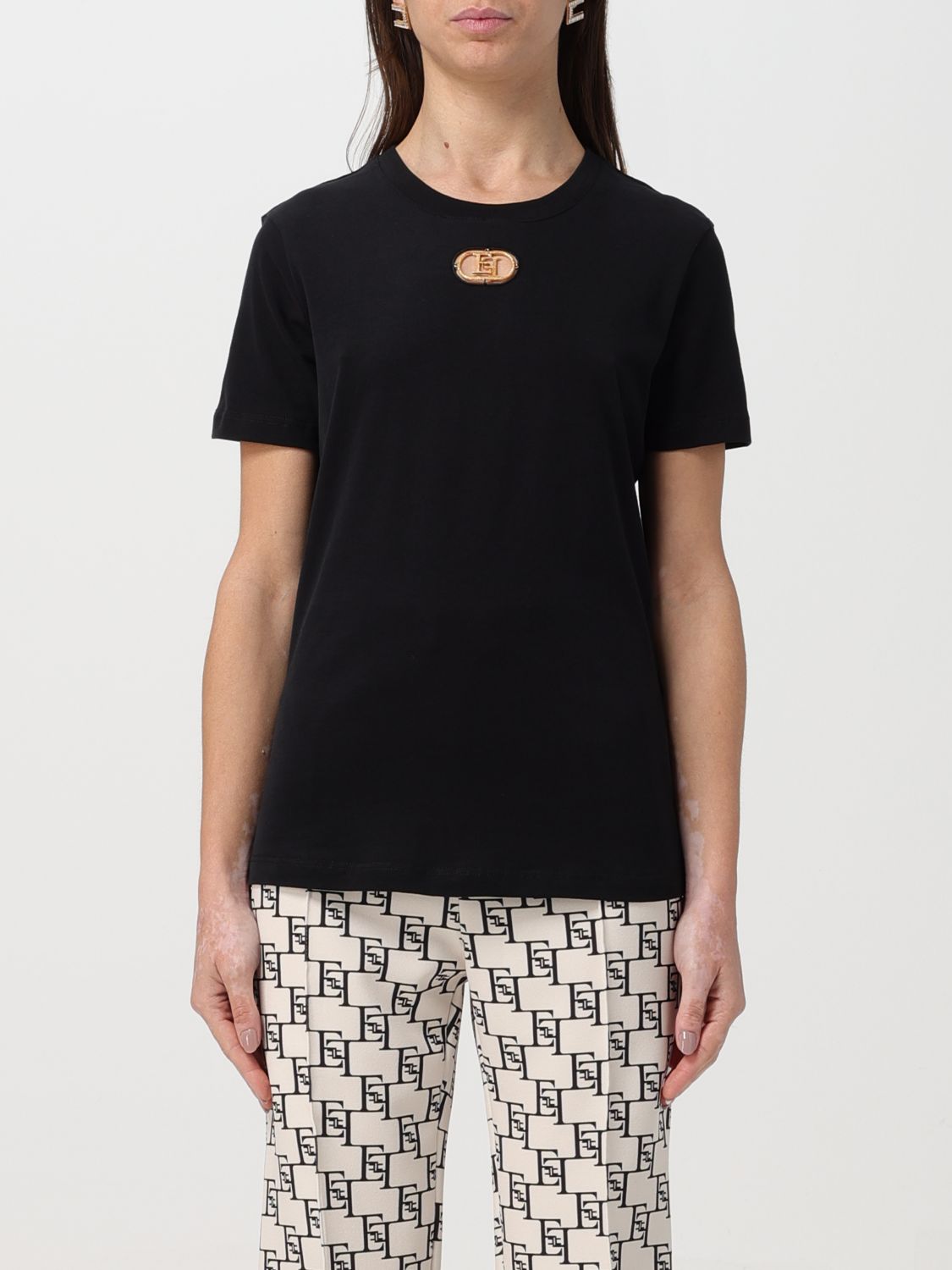 Shop Elisabetta Franchi T-shirt  Woman Color Black