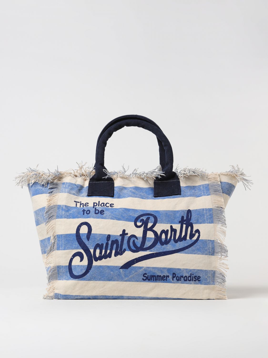 Shop Mc2 Saint Barth Tote Bags  Woman Color Gnawed Blue
