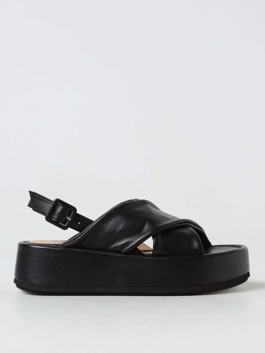 Paloma Barceló Leather Platform Sandals In Black