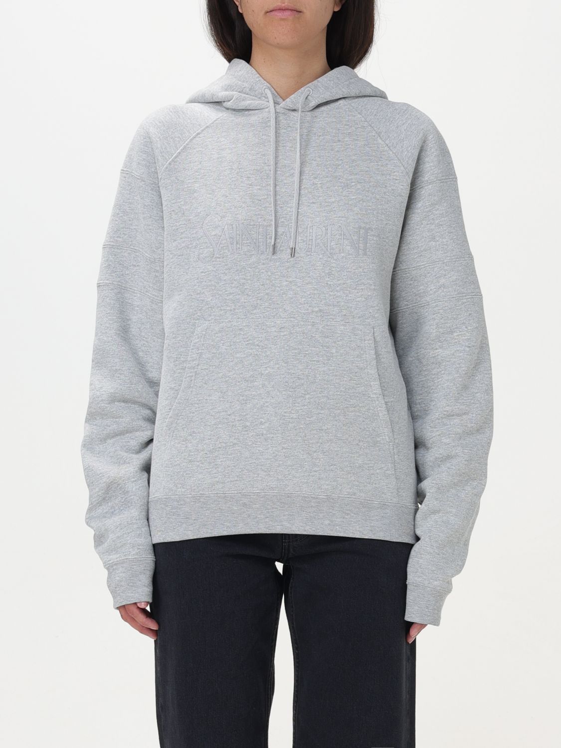 Shop Saint Laurent Sweatshirt  Woman Color Grey In Grau