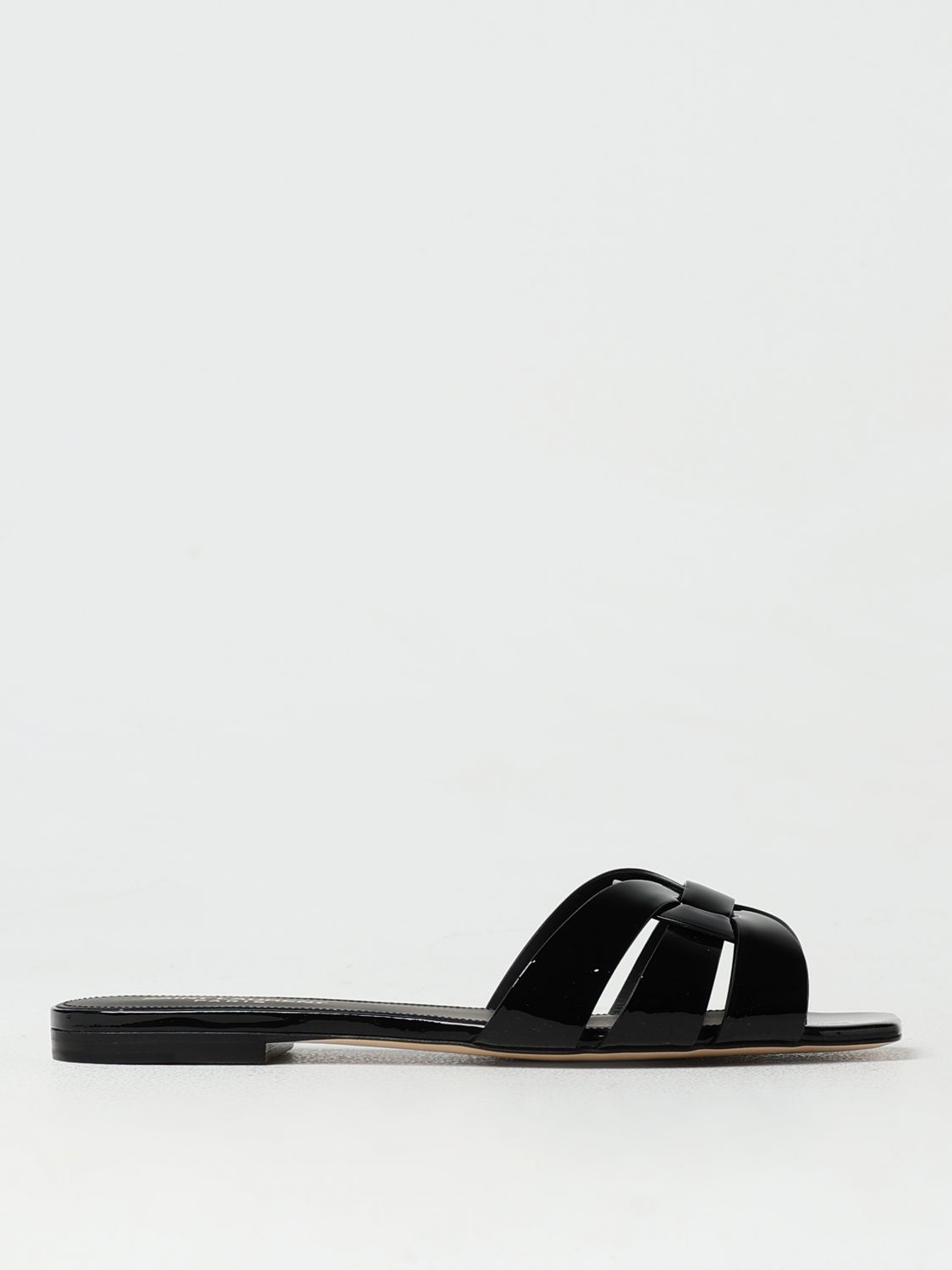 Shop Saint Laurent Flat Sandals  Woman Color Black In Schwarz